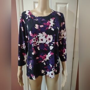M collection women's size large floral blouse shirt top
